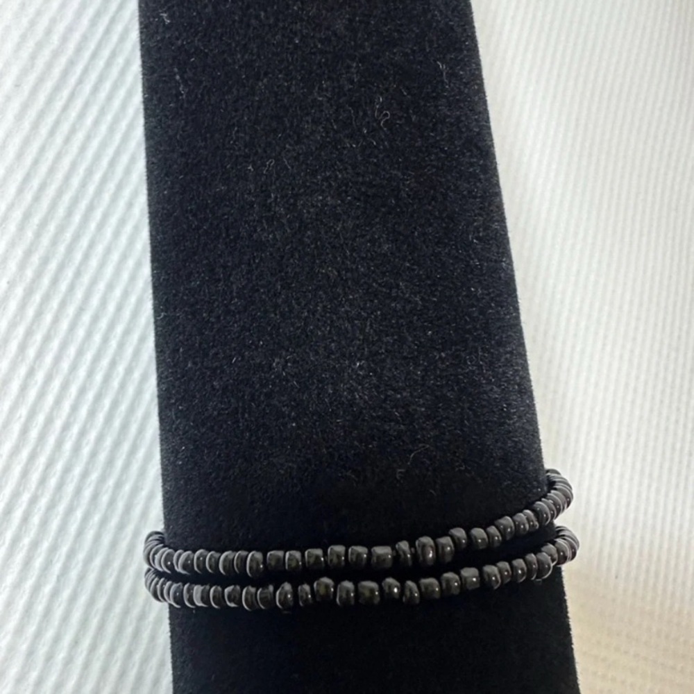 Black Beaded Double Wrap Bracelet - Men Accessories